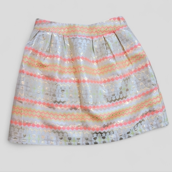 Jun & Ivy pleated Metallic gold & bright coral Skirt Size Medium - Picture 1 of 16